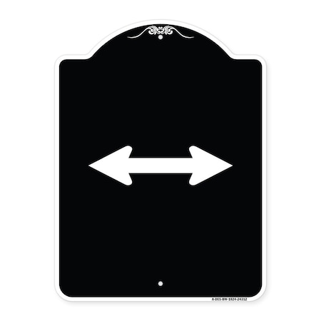 Bidirectional Arrow Black Heavy-Gauge Aluminum Architectural Sign